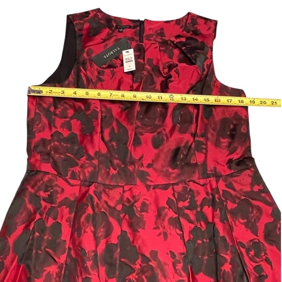 New Talbots Floral Jacquard Red Black Plus Size 16 Formal Wedding Party Holiday